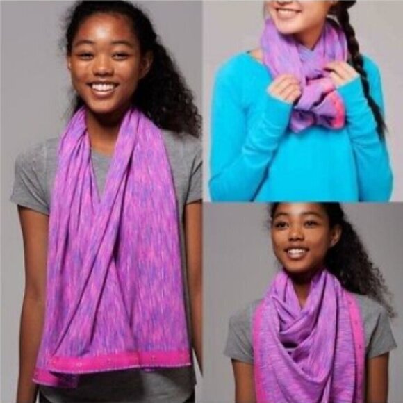 NWT Lululemon Ivivva Village Chill Scarf Pink Orange Snap - Picture 1 of 11